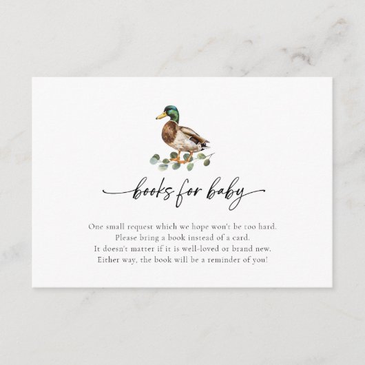 Little Ducklings Duck Baby shower Boek Verzoek Informatiekaartje (Voorkant)