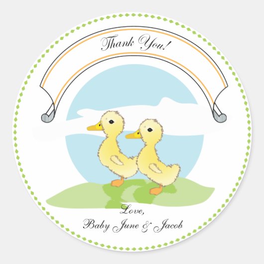 Little Ducklings | Tweeling Baby Favor Sticker (Voorkant)