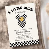 Little Dude Baby Bodysuit Retro Baby shower Kaart