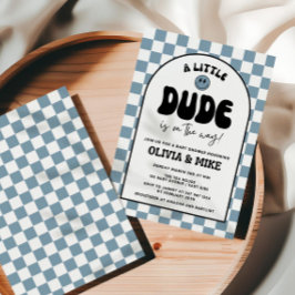 Little Dude Baby Shower Uitnodiging, Rad Little Du Kaart