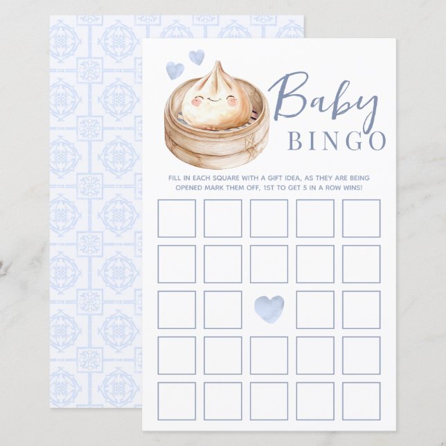 Little Dumpling Baby shower Bingo Game Kaart | Gen (Voorkant / Achterkant)