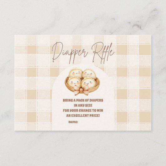 Little Dumpling Baby shower Diapper Raffle Informatiekaartje (Voorkant)