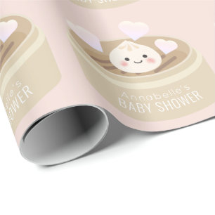 Little Dumpling Baby shower Pink Wrapping Paper Cadeaupapier