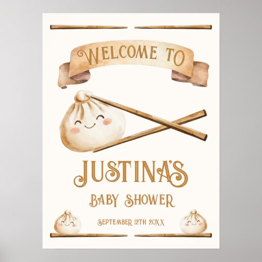 Little Dumpling Baby shower Welkomstbord Poster (Voorkant)