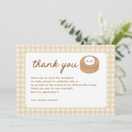 Little Dumpling Bao Baby shower Bedankkaart (Staand voorkant)