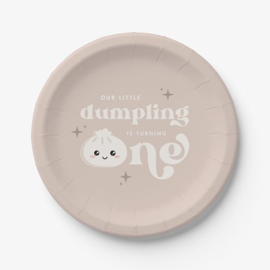 Little Dumpling Bao Dim Sum Eerste Verjaardag Papieren Bordje (Voorkant)