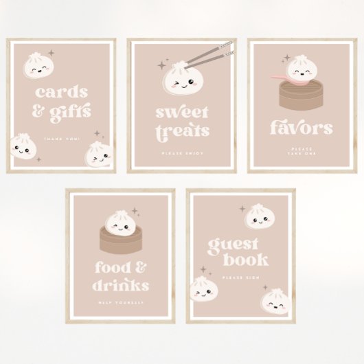 Little Dumpling Bao Dim Sum Favors Sign Poster