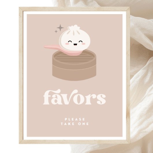 Little Dumpling Bao Dim Sum Favors Sign Poster