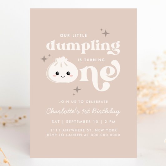Little Dumpling Bao Dim Sum Verjaardag Uitnodiging