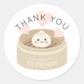 Little Dumpling Birthday Bedankt Ronde Sticker (Voorkant)