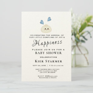 Little Dumpling Blue Baby shower Invitation Kaart