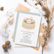 Little Dumpling Blue Baby shower Invitation