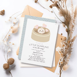 Little Dumpling Blue Baby shower Invitation Kaart