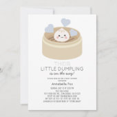 Little Dumpling Blue Baby shower Invitation Kaart (Voorkant)