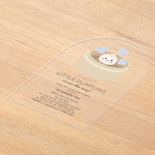 Little Dumpling Blue Boy Baby shower Acryl Uitnodigingen (Laagn)
