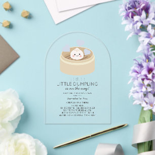 Little Dumpling Blue Boy Baby shower Acryl Uitnodigingen