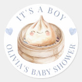 Little Dumpling Blue Het is een Boy Baby shower-gu Ronde Sticker (Voorkant)