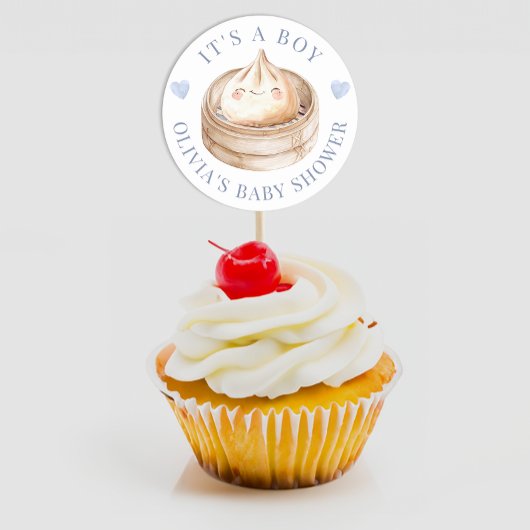 Little Dumpling Blue Het is een Boy Baby shower-gu Ronde Sticker