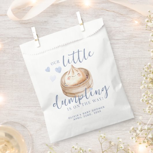 Little Dumpling Blue Waterverf Boy Baby shower Fa Bedankzakje (Geknipt)