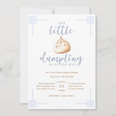 Little Dumpling Blue Waterverf Boy Baby shower Kaart (Voorkant)
