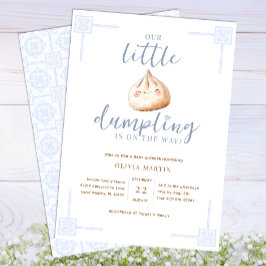 Little Dumpling Blue Waterverf Boy Baby shower Kaart