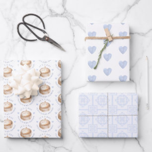 Little Dumpling Blue Waterverf Boy Baby shower Wr Inpakpapier Vel