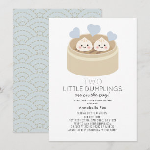 Little Dumpling Boy Twins Baby shower Invitation Kaart