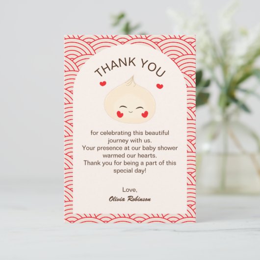 Little Dumpling Dim Sum Baby shower Bedankkaart (Staand voorkant)