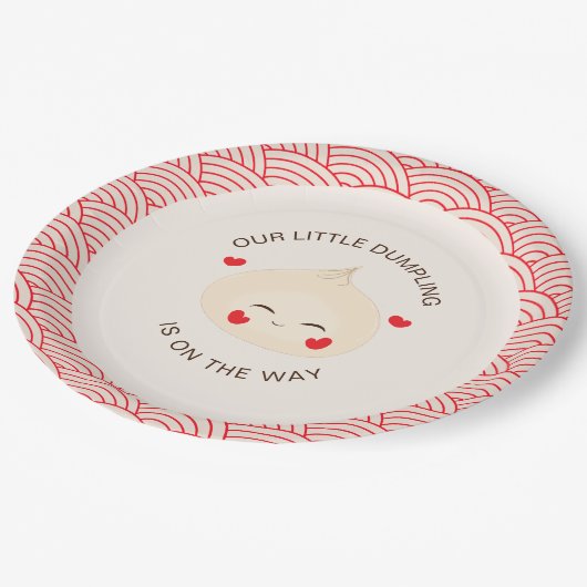 Little Dumpling Dim Sum Baby shower Papieren Bordje (Gekanteld)