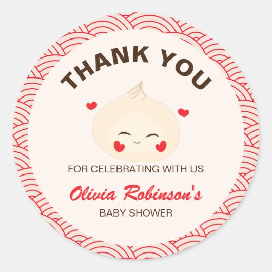 Little Dumpling Dim Sum Baby shower Ronde Sticker (Voorkant)