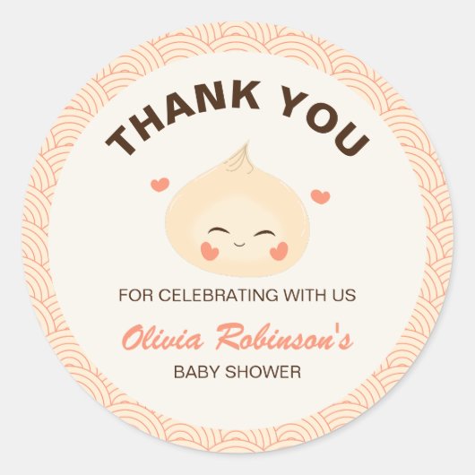 Little Dumpling Dim Sum Baby shower Ronde Sticker (Voorkant)