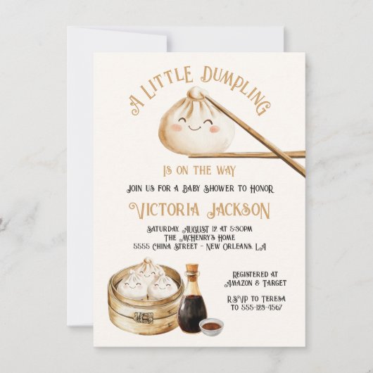Little Dumpling Dim Sum Genderneutraal Baby shower Kaart (Voorkant)