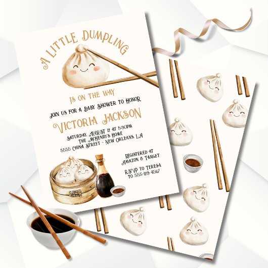 Little Dumpling Dim Sum Genderneutraal Baby shower Kaart