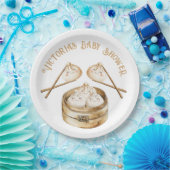 Little Dumpling Dim Sum Genderneutraal Baby shower Papieren Bordje (Feest)