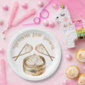 Little Dumpling Dim Sum Genderneutraal Baby shower Papieren Bordje (Feest)