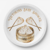 Little Dumpling Dim Sum Genderneutraal Baby shower Papieren Bordje (Voorkant)
