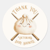 Little Dumpling Dim Sum Genderneutraal Baby shower Ronde Sticker (Voorkant)