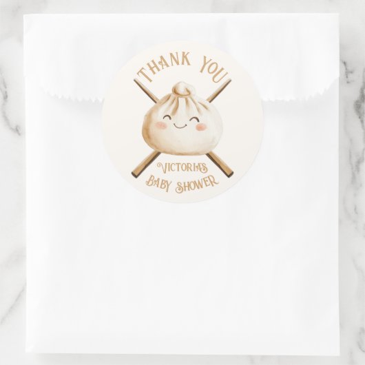 Little Dumpling Dim Sum Genderneutraal Baby shower Ronde Sticker (Tas)
