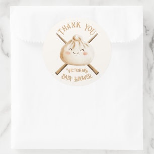 Little Dumpling Dim Sum Genderneutraal Baby shower Ronde Sticker