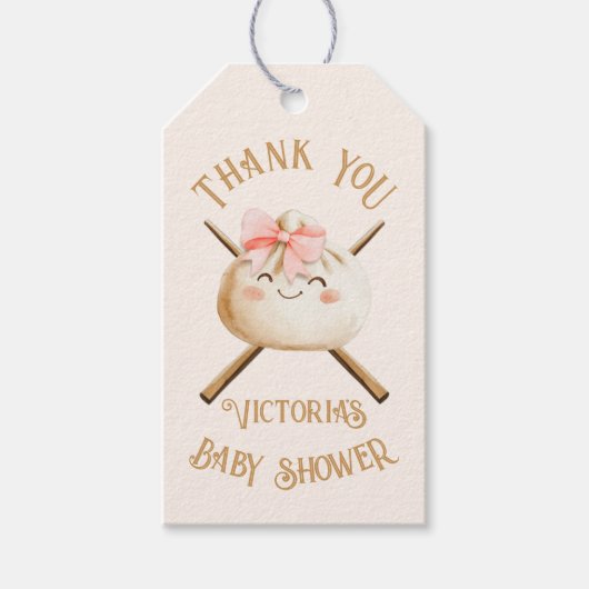 Little Dumpling Dim Sum Girl Baby shower Cadeaulabel (Voorkant)