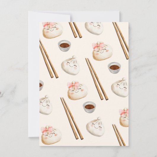 Little Dumpling Dim Sum Girl Baby shower Kaart (Achterkant)