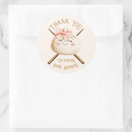 Little Dumpling Dim Sum Girl Baby shower Ronde Sticker (Tas)