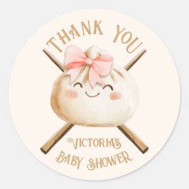 Little Dumpling Dim Sum Girl Baby shower Ronde Sticker