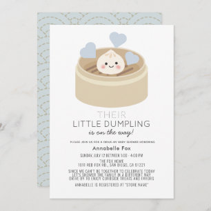 Little Dumpling Drive-by Boy Baby shower Kaart