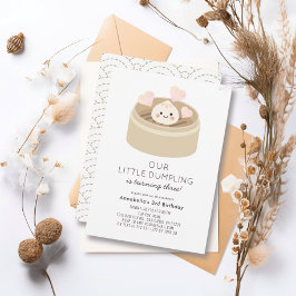 Little Dumpling Gender-neutrally Birthday Invitati Kaart