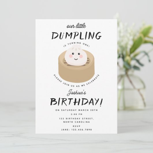 Little Dumpling Genderneutraal Verjaardagsfeest Kaart (Staand voorkant)