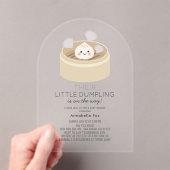 Little Dumpling Grey Genderneutraal Baby shower Acryl Uitnodigingen (Insitu (Draagbaar))
