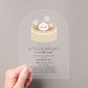 Little Dumpling Grey Genderneutraal Baby shower Acryl Uitnodigingen