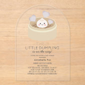 Little Dumpling Grey Genderneutraal Baby shower Acryl Uitnodigingen (Voorkant)
