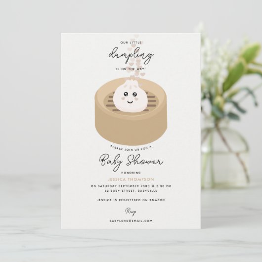 Little Dumpling Hearts Genderneutraal Baby shower Kaart (Staand voorkant)